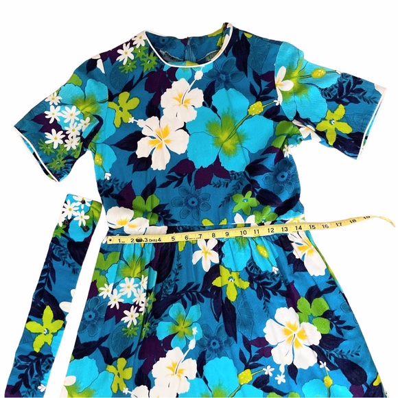 Vtg Dress Handmade Bespoke Hand Sewn Floral Crepe Cotton Summer Homemade - Picture 12 of 15